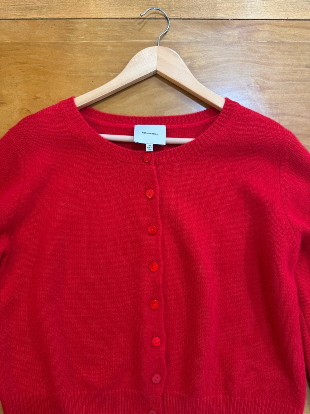 ❤️ Reformation Red Cashmere Cropped Cardigan - Picture 6 of 16